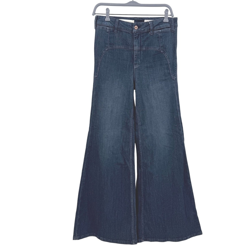 Pilcro and the Letterpress by Anthropologie High Rise Flare Jeans Dark Wash 28